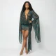 Mesh Deep V Neck Print Mini Dress GSZM-J26DS170
