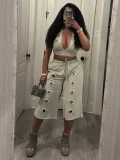 Halterneck Backless Vest Loose Two Piece Pants Set SFY-876