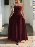 Solid Color Big Swing Tube Top Maxi Dress GSRX-8813