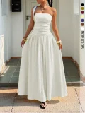 Solid Color Big Swing Tube Top Maxi Dress GSRX-8813