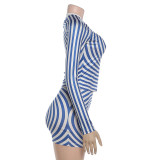 Spiral Pattern Long-Sleeve Two Piece Skirts Set DLSF-K6S09226A
