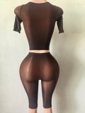 Pre Order: About 7 work days shipping Short Sleeve See Through 2 Piece Set YUEM-202641