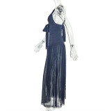 Solid Color Irregular Backless Maxi Dress GJYO-JD303131