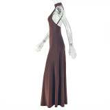 Solid Color Sleeveless Backless Maxi Dress GJYO-JD303723