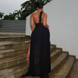 Solid Color Irregular Backless Maxi Dress GJYO-JD303131