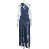 Solid Color Irregular Backless Maxi Dress GJYO-JD303131