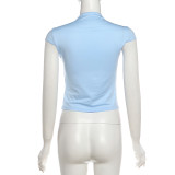 Solid Color Hollow Out Top XEF-K6L08955A