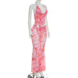 Print Halterneck Backless Jumpsuit GDSF-Q26JP042