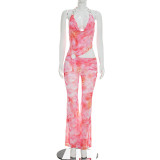 Print Halterneck Backless Jumpsuit GDSF-Q26JP042