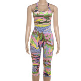Contrast Color Print Seventh Jumpsuit XEF-K6S08536A