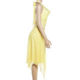 Polka Dot Print Halterneck Backless Maxi Dress XEF-K6S09678A