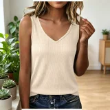 V Neck Knits Sleeveless Tank Top GYZY-9033