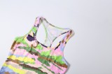 Contrast Color Print Seventh Jumpsuit XEF-K6S08536A