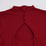 Hollow Out Solid Color Mini Dress GPKJ-MR49511