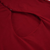 Hollow Out Solid Color Mini Dress GPKJ-MR49511