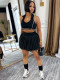 Lapel Sleeveless Crop Top Pleated Skirt Suit CH-26025