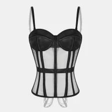 Mesh Bandeau Tie Fishbone Corset GXYR-241002