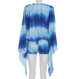 Tie Dye Print Flare Sleeve Two Piece Short Set GDSF-D26ST156