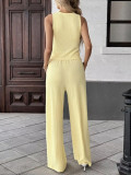 Solid Color Sleeveless Two Piece Pants Set SHD-8110