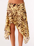 Leopard Print Irregular Skirt(With Lined) SHD-8111