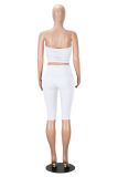 Solid Color Wrap Chest Top Two Piece Shorts Set MZ-26006