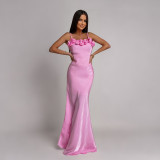 Backless Sling Flowers Evening Dress CYA-902255