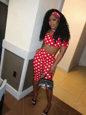 Polka Dots Print Top Seventh Pants Suit(With Headscarf) SHD-9992