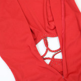 Hot Drill Waist Chain Solid Color Two Piece Pants Set CYA-902399