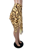 Leopard Print Irregular Skirt(With Lined) SHD-8111