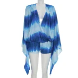 Tie Dye Print Flare Sleeve Two Piece Short Set GDSF-D26ST156