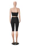 Solid Color Wrap Chest Top Two Piece Shorts Set MZ-26006