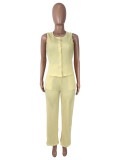 Solid Color Sleeveless Two Piece Pants Set SHD-8110