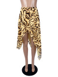 Leopard Print Irregular Skirt(With Lined) SHD-8111