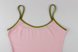 Contrast Color Sling Tie Up Skirt Suit GXIY-K26L2518