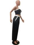 Contrast Color Stripe Two Piece Pants Set QODY-6078