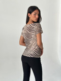 Mesh Print Short Sleeve T Shirt YWXS-J25TP469