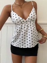 Polka Dots Print V Neck Top GXIY-K26L2431
