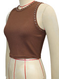 Ribbed Rivet Tank Top SH-391586