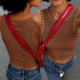 Ribbed Rivet Tank Top SH-391586