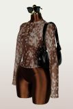 Mesh Print Long Sleeve Top YWXS-K26L2265