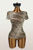 Mesh Print Short Sleeve T Shirt YWXS-J25TP469