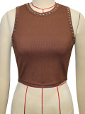 Ribbed Rivet Tank Top SH-391586