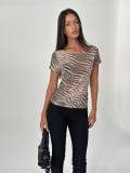 Mesh Print Short Sleeve T Shirt YWXS-J25TP469