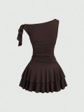 Pleats Double-Layer Ruffles Mini Dress GXIY-K25L1778