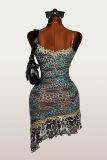 Leopard Print Contrast Color Irregular Mini Dress YWXS-K26L2181