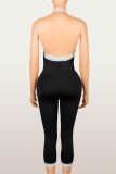 Lace Patchwork Backless Seventh Jumpsuit YWXS-K26L2255