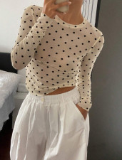 Polka Dot Print Long Sleeve Top YWXS-K25L1781