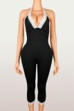 Lace Patchwork Backless Seventh Jumpsuit YWXS-K26L2255
