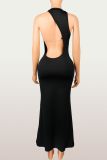Solid Color Hollow Out Maxi Dress YWXS-K26L2134