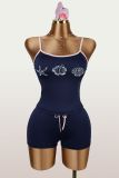 Print Contrast Color Sling Top Two Piece Shorts Set YWXS-K26L2168
